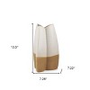 HomeRoots 14" Cream And Beige Color Block Ceramic Table Vase - 3 of 4