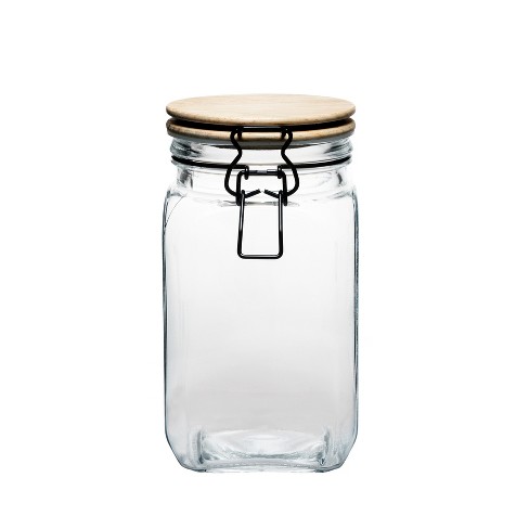 Storage Glass Jar Airtight Glass Canister With Bamboo Lid