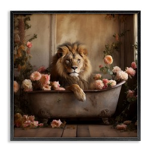 Stupell Industries Lion in Flower Filled Tub, 12" x 12" - 1 of 4
