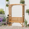 Outsunny Patio Garden Bench Arbor Arch with Pergola and 2 Trellises, 3 Seat Natural Wooden Outdoor Bench for Grape Vines & Climbing Plants - 2 of 4