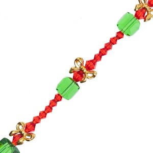 Crystal Lane DIY Glass & Metal Green Present Stack 7" Designer Holiday Christmas Bead Strand - 1 of 4