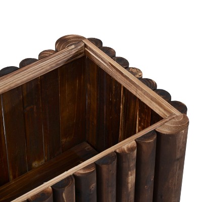 39" x 16" x 16" Dark Brown Wooden Raised Garden Bed Planter