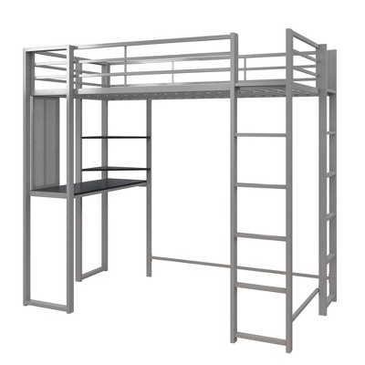 Twin Adele Loft Bed with Desk Silver - Room & Joy