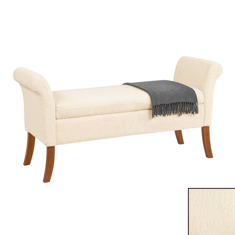 Breighton Home Designs4Comfort Garbo Faux Shearling Storage Bench Creme, 3 of 7