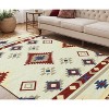 Red Blue And Beige Wool Geometric Flatweave Handmade Area Rug With Fringe - 2 of 4