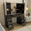 Boahaus Daria Makeup Vanity with 2 Unlit Mirrored Cabinets and 9 Drawers - 3 of 4