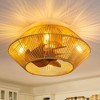 Airsurfer 19" Gold Flush Mount Cage Ceiling Fan with LED Light,Wood-Brown Blades, 7-Blade, Remote Included - 2 of 4
