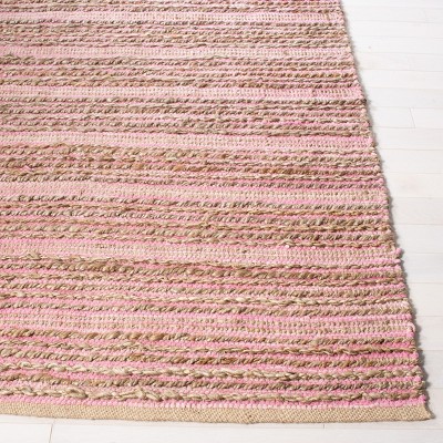 Light Pink Handwoven Cotton Stripe Area Rug, 3' x 5'