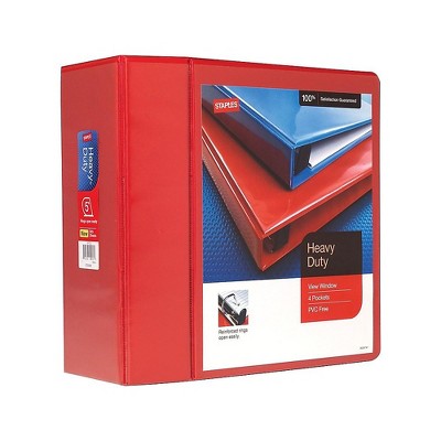 Staples Heavy Duty 5" 3-Ring View Binder Red (24702) 82658