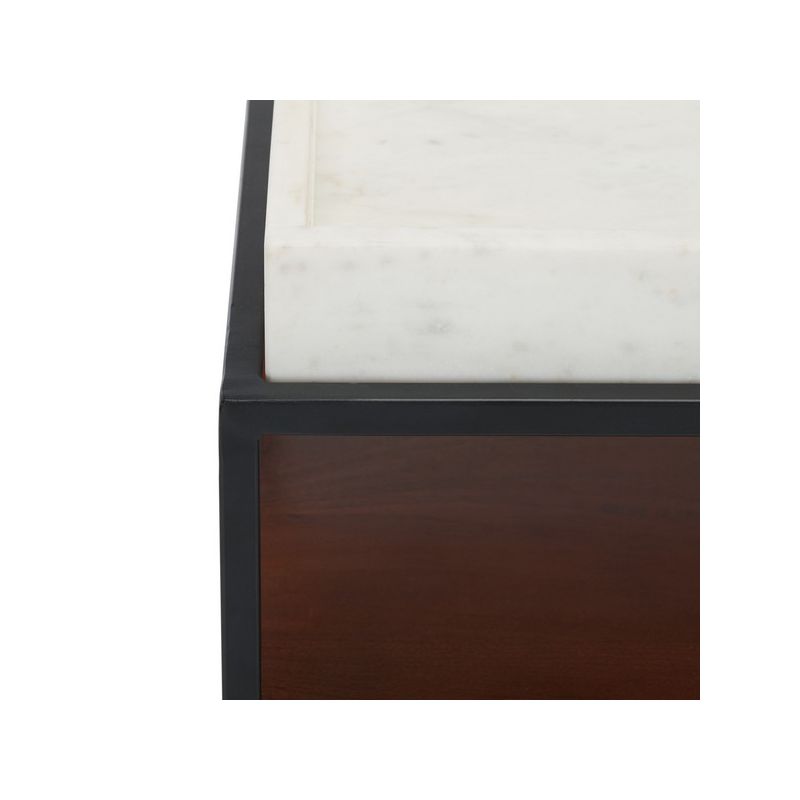 Kya 2 Tier Accent Table - White Marble/Walnut/Black - Safavieh., 4 of 9