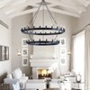 Dewdrop Industrial 2-Tier Candle Style Black 40-Light Wagon Wheel Chandelier - 4 of 4
