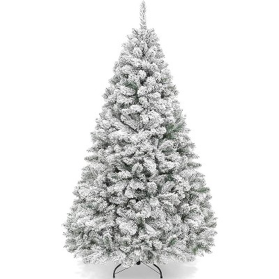 7.5ft Snow Flocked Hinged Artificial Christmas Tree, White