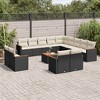 vidaXL 14 Piece Patio Sofa Set with Cushions Black Poly Rattan - Black and Cream With Table - 2 of 4