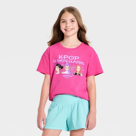 KPop Demon Hunters Girls' KPop Demon Hunters "Ramyeon Club" Short Sleeve T-Shirt - Pink M