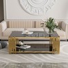 Stainless Steel Rectangle Coffee Table for Living Room 51.18" Modern Center Table with 8mm Gold Leg - 4 of 4
