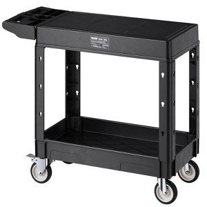 VEVOR Utility Cart, 550 lbs Load Capacity, 31.3 x 17.7-inch Service Cart, Two-Shelf Heavy Duty Plastic Utility Cart with 360° Swivel Wheels, Black - 1 of 4