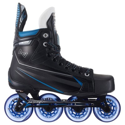 Alkali Hockey Revel 4 Senior Adult Inline Roller Hockey Skates with Hilo 76 76 80 80 Wheels for Intermediate to Expert Players, Size 6, Blue and Black