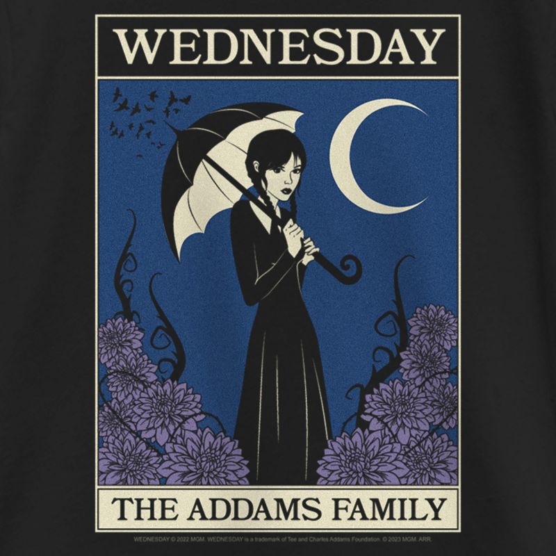 Girl's Wednesday The Addams Family Card T-Shirt, 2 of 5