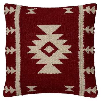 18"x18" Southwestern Striped Square Throw Pillow Red/Ivory - Rizzy Home