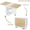 Folding Dining Table for 4 with Storage Shelf, Space Saving Drop Leaf Kitchen Table on 6 Wheels, Expandable Farmhouse Design for Small Spaces - 4 of 4