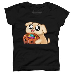 Girl's Design By Humans Halloween Candy Pup By Puppers T-Shirt - 1 of 3