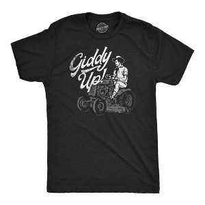 Mens Funny T Shirts Giddy Up Sarcastic Lawn Mower Graphic Tee For Men - Crazy Dog Men's T Shirt - 1 of 4