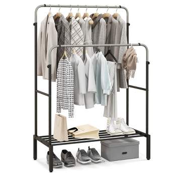 Tangkula Double Rod Clothes Garment Rack Clothes Organizer w/ Adjustable Heights