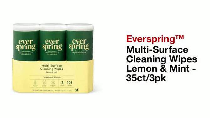 Lemon &#38; Mint Multi-Surface Cleaning Wipes - 35ct/3pk - Everspring&#8482;, 2 of 7, play video