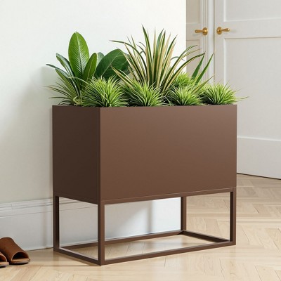 Kumasinova Raised Garden Bed,Metal Rectangular Planter with Shelves and Drainage Holes,Outdoor Garden Planter Box for Plants,Flowers