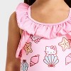 Toddler Girls' Hello Kitty Seashell Printed Ruffle One Piece Swimsuit - Pink - 3 of 3