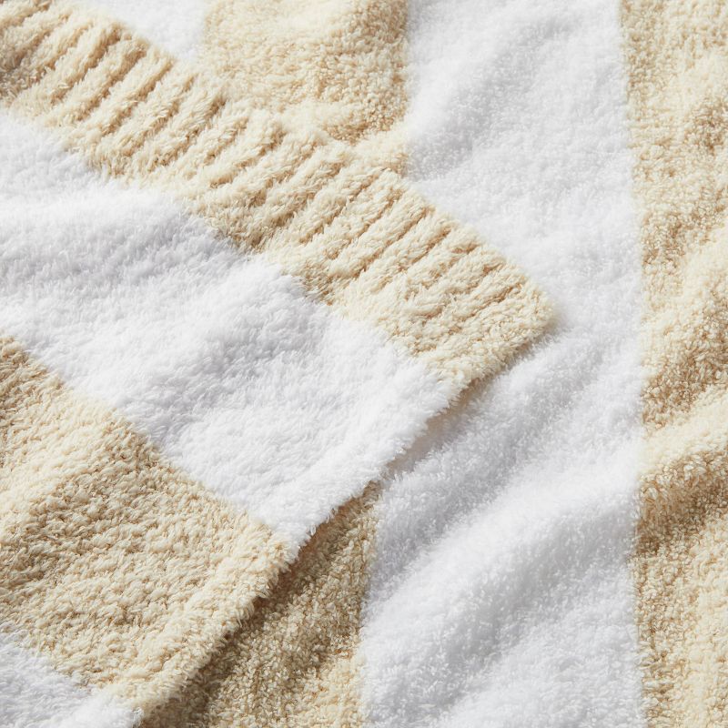 Chenille Stripe Baby Blanket - Khaki and White Stripes - Cloud Island&#8482;, 4 of 6