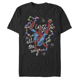 Men's Marvel Christmas Spider-Man Jingle All the Way Lights T-Shirt - 1 of 4