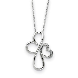 Black Bow Jewelry Sterling Silver & CZ Everlasting Love, Heart Cross Necklace, 18 Inch - 1 of 4