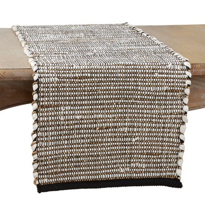 Saro Lifestyle 3501.N1672B 72 in. Checkered Design Table Runner, Natural