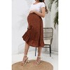 High Waist Floral Print Ruffled Tiered Midi Maternity Skirt - 3 of 4