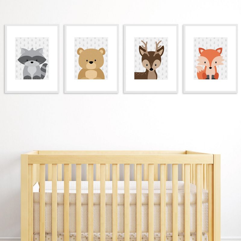 Big Dot of Happiness Woodland Creatures - Unframed Forest Animals Nursery and Kids Room Linen Paper Wall Art - Set of 4 - Artisms - 8 x 10 inches, 2 of 8