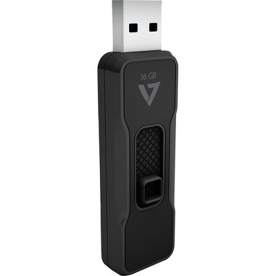 V7 16GB USB 2.0 Flash Drive - With Retractable USB Connector - 16 GB - USB 2.0 - 10 MB/s Read Speed - 3 MB/s Write Speed - Black - 5 Year Warranty