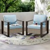 COWLOWN Light Blue 2 Piece Outdoor Wicker Chairs, Patio Seating with Waterproof Rattan, Thick Cushions & Durable Metal Frame for Backyard or Terrace - 3 of 4