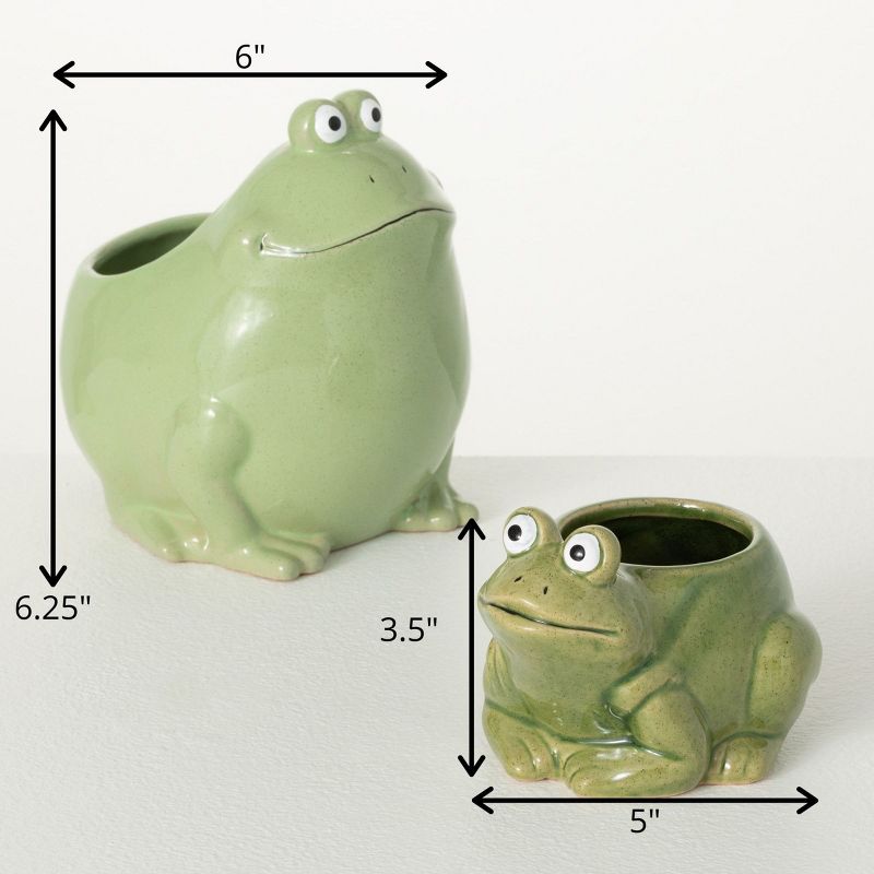 Sullivans 6.25" & 3.5" Toad-Ally Fun Planter Set of 2, Green, 4 of 5