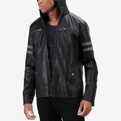 X RAY Mens Motorcycle PU Leather Jacket With Faux Shearing Lining in BURGUNDY Size Small — фото 5