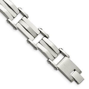 Black Bow Jewelry Men's 12mm Stainless Steel Polished and Satin Bracelet - 8.5 Inch - 1 of 4
