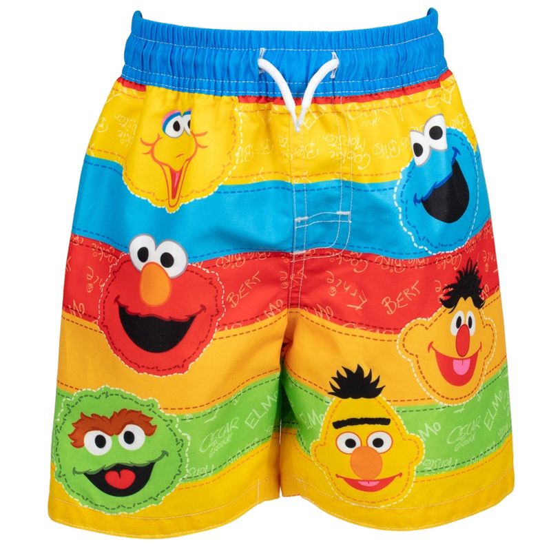 Sesame Street Oscar the Grouch Grover Elmo Sunsuit Rash Guard and Swim Trunks 3 Piece Swimsuit Set Toddler, 3 of 8