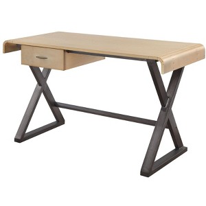 HomeRoots 50" Gold and Black Aluminum Writing Desk - 1 of 4