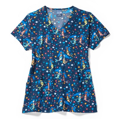 Zoe and Chloe Zoe+Chloe Performance V-Neck Print Scrub Top
