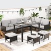 ELJGET 7 PCS Outdoor Furniture Set, Backyard Dining Table Set, Space Saving, Waterproof Seat Cushion, Glass Table, Perfect for Terrace, Garden - 2 of 4