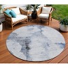Navy Blue And Ivory Abstract Washable Indoor Outdoor Area Rug - 2 of 4