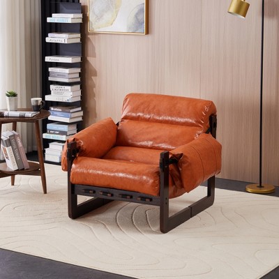 Lycvki Medieval Modern Leather Lounge Chair with Removable Armrests