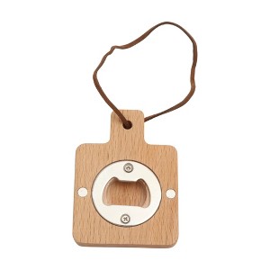 Unique Bargains Bottle Opener Magnetic Scratching Cat Bottle Opener Beech Wood Square Handle Magnet Wood Light Brown 2.36"x3.15"x0.39" 1 Pcs - 1 of 4
