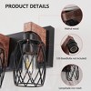 18" Industrial Vintage 3-Light Wall Sconce- Black Cage Wall Lighting Fixture with Wooden Accents for Bathroom,Hallway,Living Room (Bulb Not Included) - 4 of 4