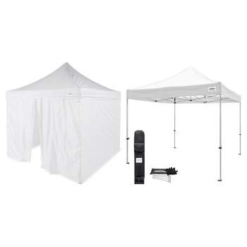 Caravan Canopy 10 x 10 Foot Commercial Tent Sidewalls with TitanShade 10 x 10 Foot Outdoor Steel Frame Portable Instant Canopy Kit, White